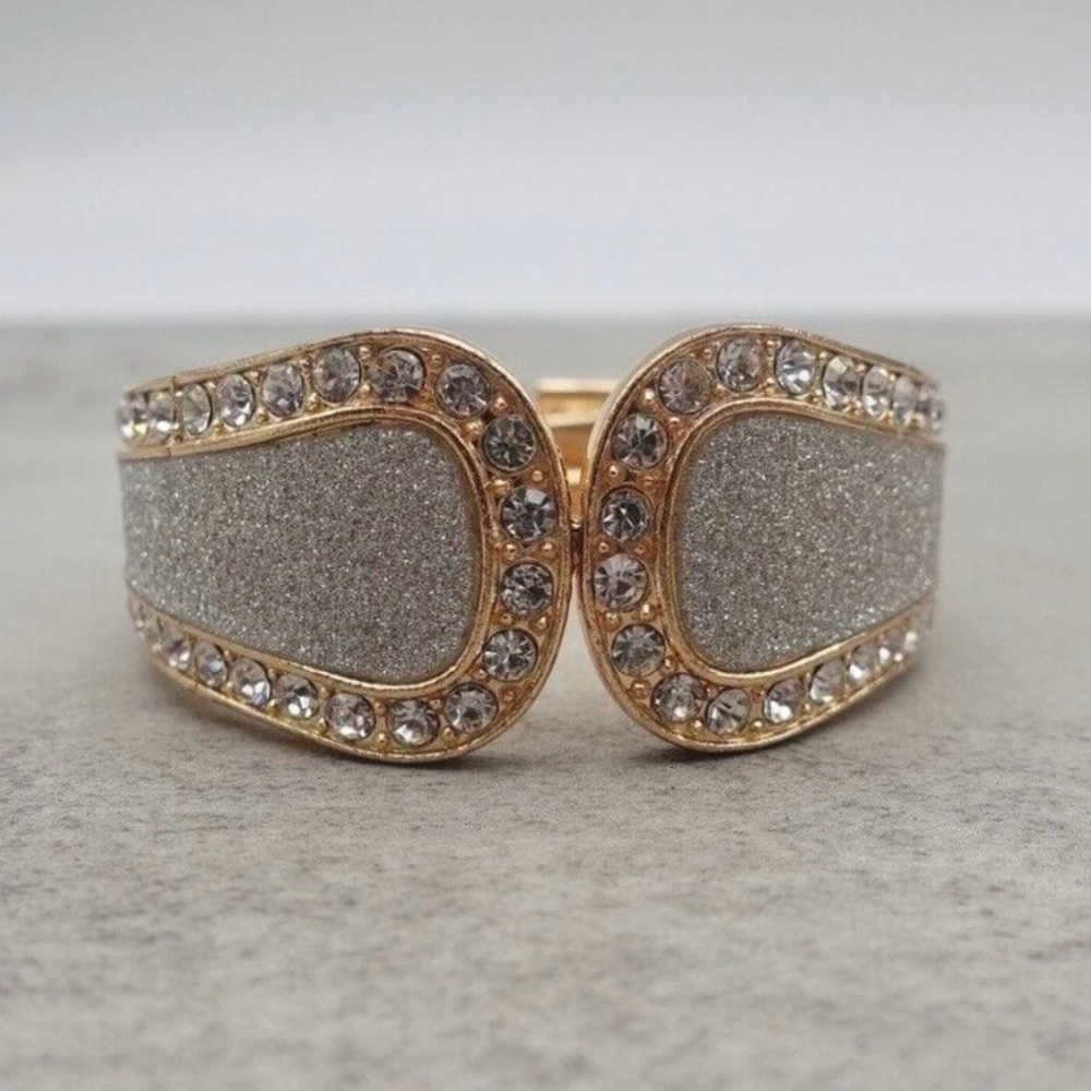 Vintage Gold Silver Tone Rhinestone Bracelet